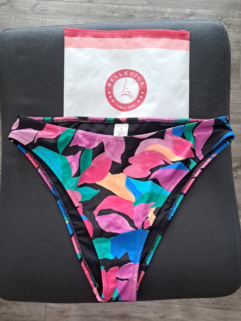 RELLECIGA Black Floral Multicolor Bikini Bottoms